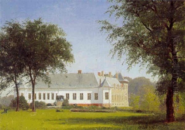 Parti Fra Frijsenborg Slot, Set Fra Parken Oil Painting by Eiler Rasmussen Eilersen