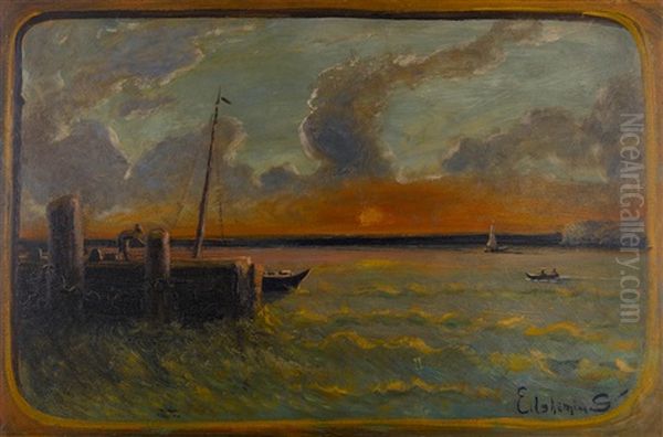 Off Ship Pier Oil Painting by Louis Michel Eilshemius