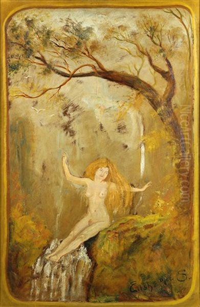 Untitled (bather In Golden Wooded ) Oil Painting by Louis Michel Eilshemius