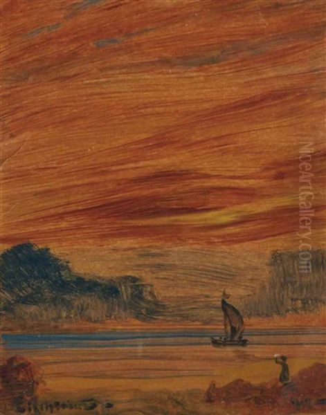 Boat And Figure Oil Painting by Louis Michel Eilshemius