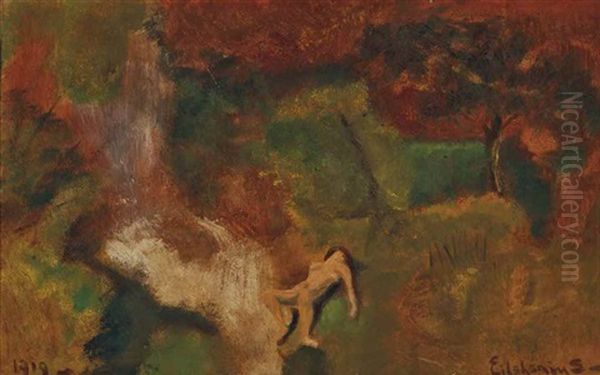 Sleeping Bather In A Gauguin Landscape Oil Painting by Louis Michel Eilshemius