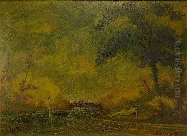 Nudes In Landscape Oil Painting by Louis Michel Eilshemius