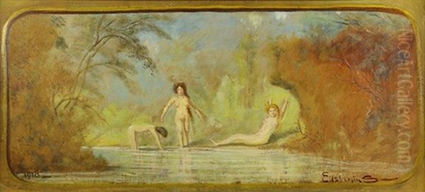 Three Bathers Oil Painting by Louis Michel Eilshemius