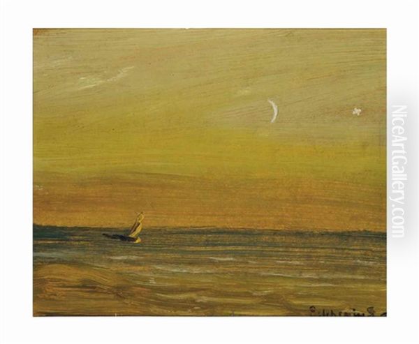 Sailboat And Moon Oil Painting by Louis Michel Eilshemius