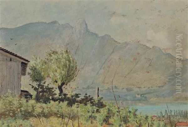 House With A Mountain View Oil Painting by Louis Michel Eilshemius