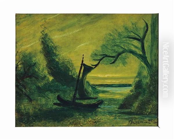 Sailboat On A Lake Oil Painting by Louis Michel Eilshemius