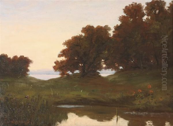 River Landscape Oil Painting by Louis Michel Eilshemius