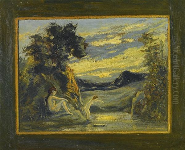 Two Women Bathing Oil Painting by Louis Michel Eilshemius