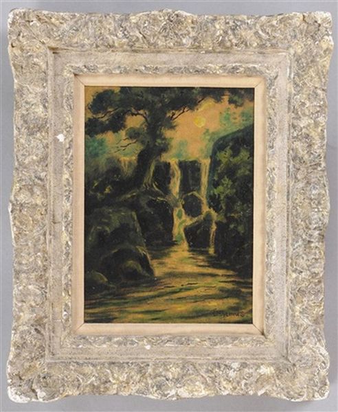 Waterfall In Green Landscape Oil Painting by Louis Michel Eilshemius