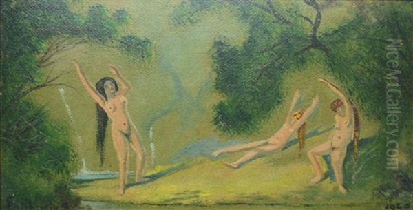 Frolicking Nudes Oil Painting by Louis Michel Eilshemius