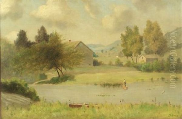 Fishing Adirondacks Oil Painting by Louis Michel Eilshemius