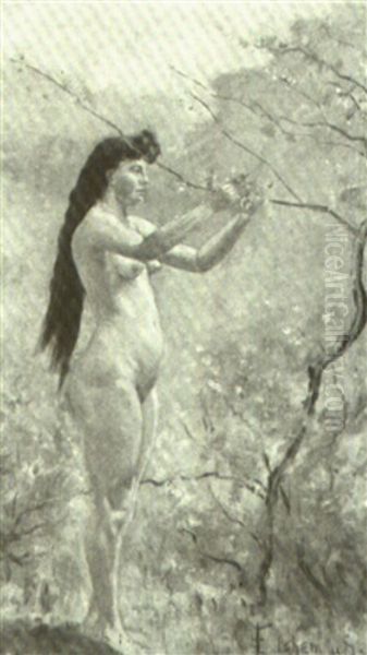 Nude Picking Blossoms Oil Painting by Louis Michel Eilshemius