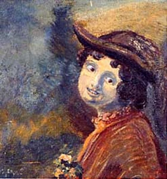 Natalie, Portrait Of A Young Woman With Hat Oil Painting by Louis Michel Eilshemius