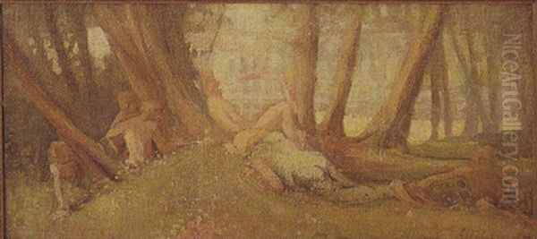 Nudes Reclining In The Woods Oil Painting by Louis Michel Eilshemius