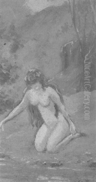 Nude By A Waterfall Oil Painting by Louis Michel Eilshemius