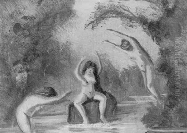 Three Water Nymphs Oil Painting by Louis Michel Eilshemius