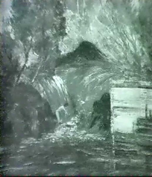 Waterfall With Figure Oil Painting by Louis Michel Eilshemius