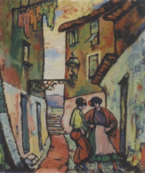 Strasse In Ventimiglia Oil Painting by Georg Einbeck