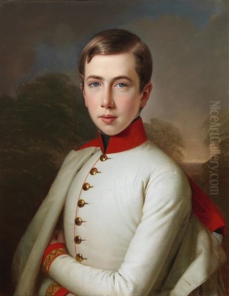 Portrait Of Archduke Karl Ludwig Of Austria At The Age Of 15 Oil Painting by Anton Einsle