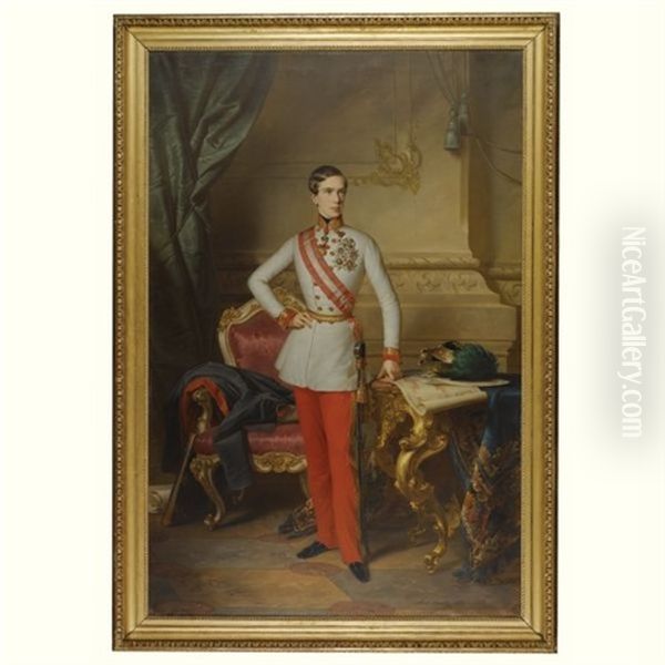 Emperor Franz Joseph I, Emperor Of Austria, King Of Bohemia, King Of Croatia And Apostolic King Of Hungary Oil Painting by Anton Einsle