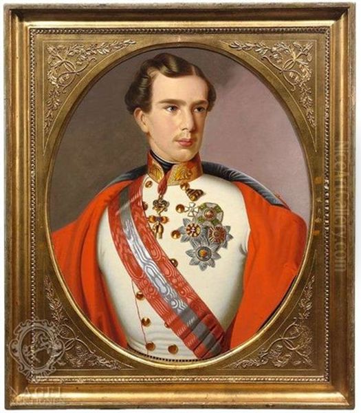 Kaiser Franz Joseph I. Von Osterreich Als Junger Mann In Uniform Oil Painting by Anton Einsle