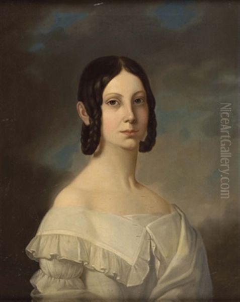 Portrait Von Maria Reichsgrafin Beckers Zu Westerstetten (1823 - 1842) Oil Painting by Anton Einsle