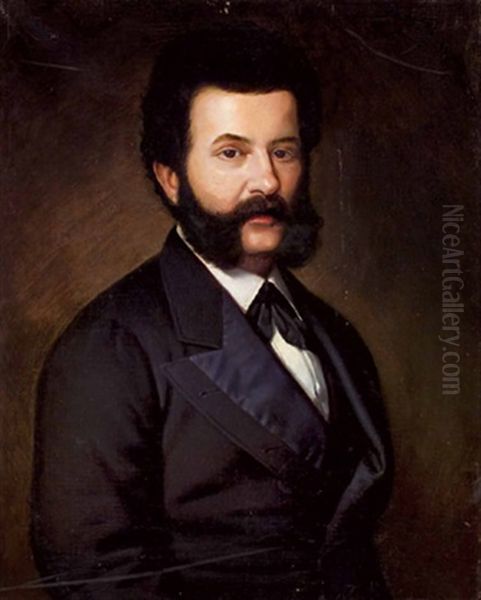 Portrait Johann (jean) Straus - Sohn Oil Painting by Anton Einsle