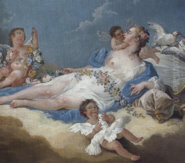 Ruhende Venus Mit Amoretten Oil Painting by Charles Dominique Joseph Eisen