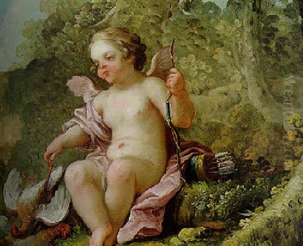 Cupid Oil Painting by Charles Dominique Joseph Eisen