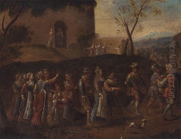 The Procession Of The Bride Oil Painting by Francois Eisen