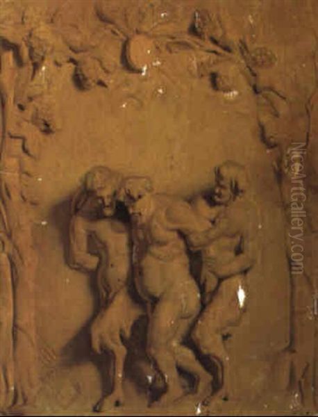 Silenus Supported By Satyrs Oil Painting by Francois Eisen