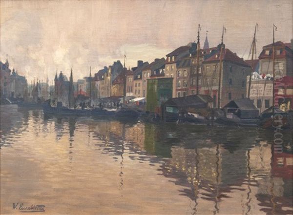 Im Hafen Von Konigsberg Oil Painting by Wilhelm Eisenblaetter