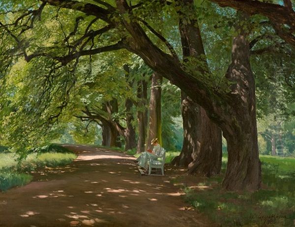 Shady Lime-tree Alley Oil Painting by Wilhelm Eisenblaetter