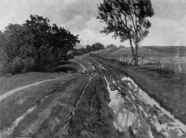 Feldweg In Ackerlandschaft Oil Painting by Wilhelm Eisenblaetter