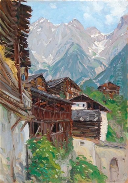 Grins In Tyrol With The Passeierspitze Oil Painting by Felix Eisengraeber