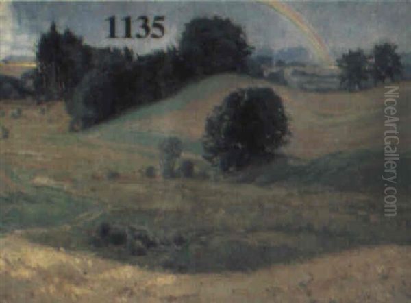 Nach Dem Gewitter - Landschaft Mit Regenbogen Oil Painting by Felix Eisengraeber