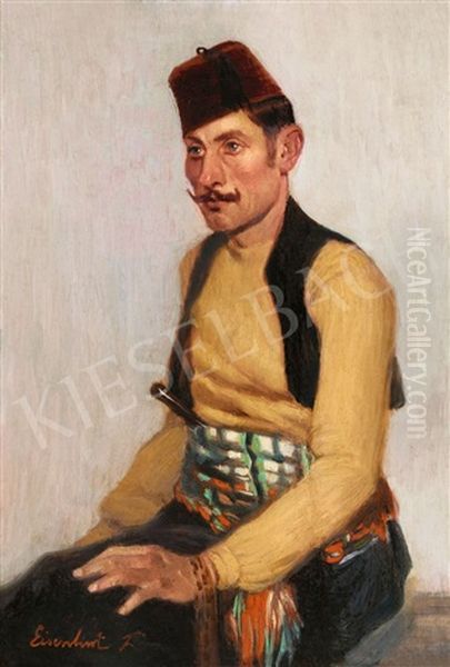 Turkish Man Oil Painting by Ferencz Franz Eisenhut