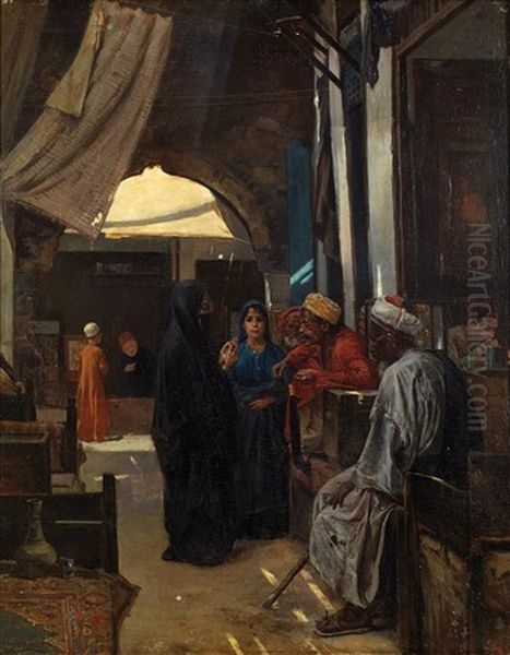 Marchandage Au Souk Oil Painting by Ferencz Franz Eisenhut