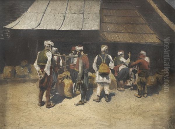 Ungarische Marktszene Oil Painting by Ferencz Franz Eisenhut