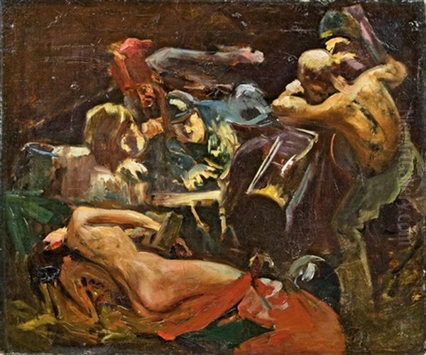 Aufteilung Der Beute (sketch) Oil Painting by Ferencz Franz Eisenhut