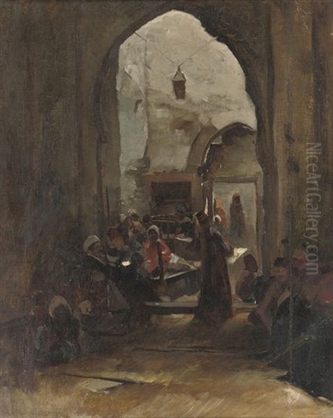 The Bustling Souk Oil Painting by Ferencz Franz Eisenhut