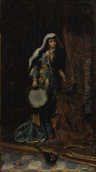 Harem Girl Oil Painting by Ferencz Franz Eisenhut