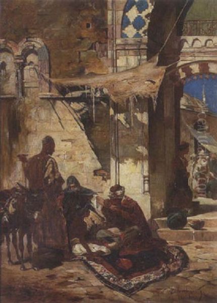 Beim Arzt Im Agyptischen Basar Oil Painting by Ferencz Franz Eisenhut