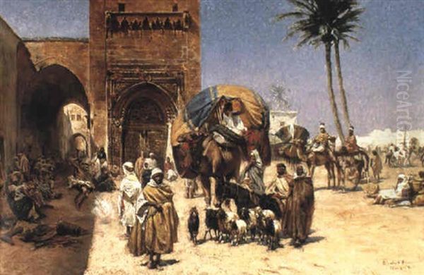 An Arab Scene Oil Painting by Ferencz Franz Eisenhut