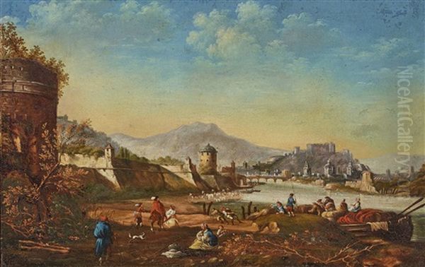 Blick Auf Salzburg Oil Painting by Johann Anton Eismann