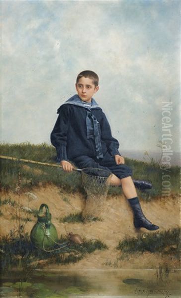 The Little Fisherman Oil Painting by Emile Eisman-Semenowsky