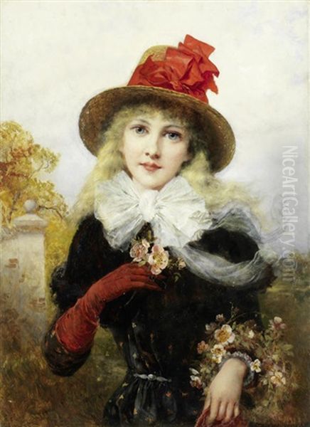 The Flower Girl Oil Painting by Emile Eisman-Semenowsky