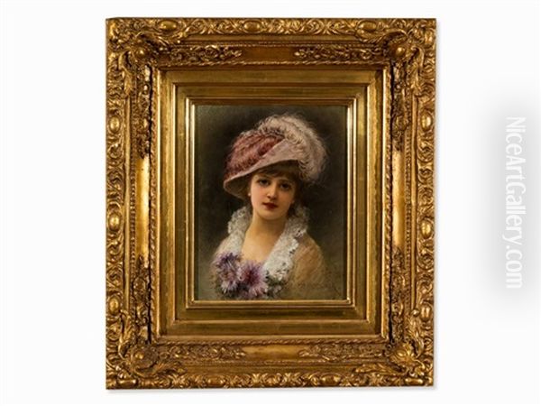 Elegant Lady Oil Painting by Emile Eisman-Semenowsky