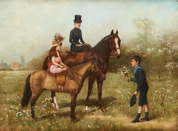 La Rencontre Des Cavalieres Oil Painting by Emile Eisman-Semenowsky