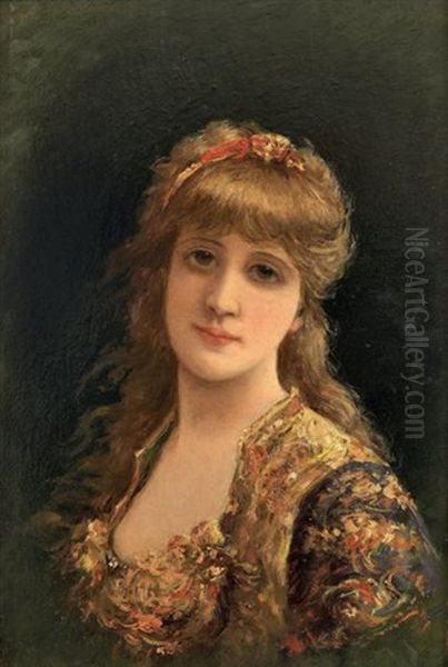 Portrait De Jeune Femme Oil Painting by Emile Eisman-Semenowsky